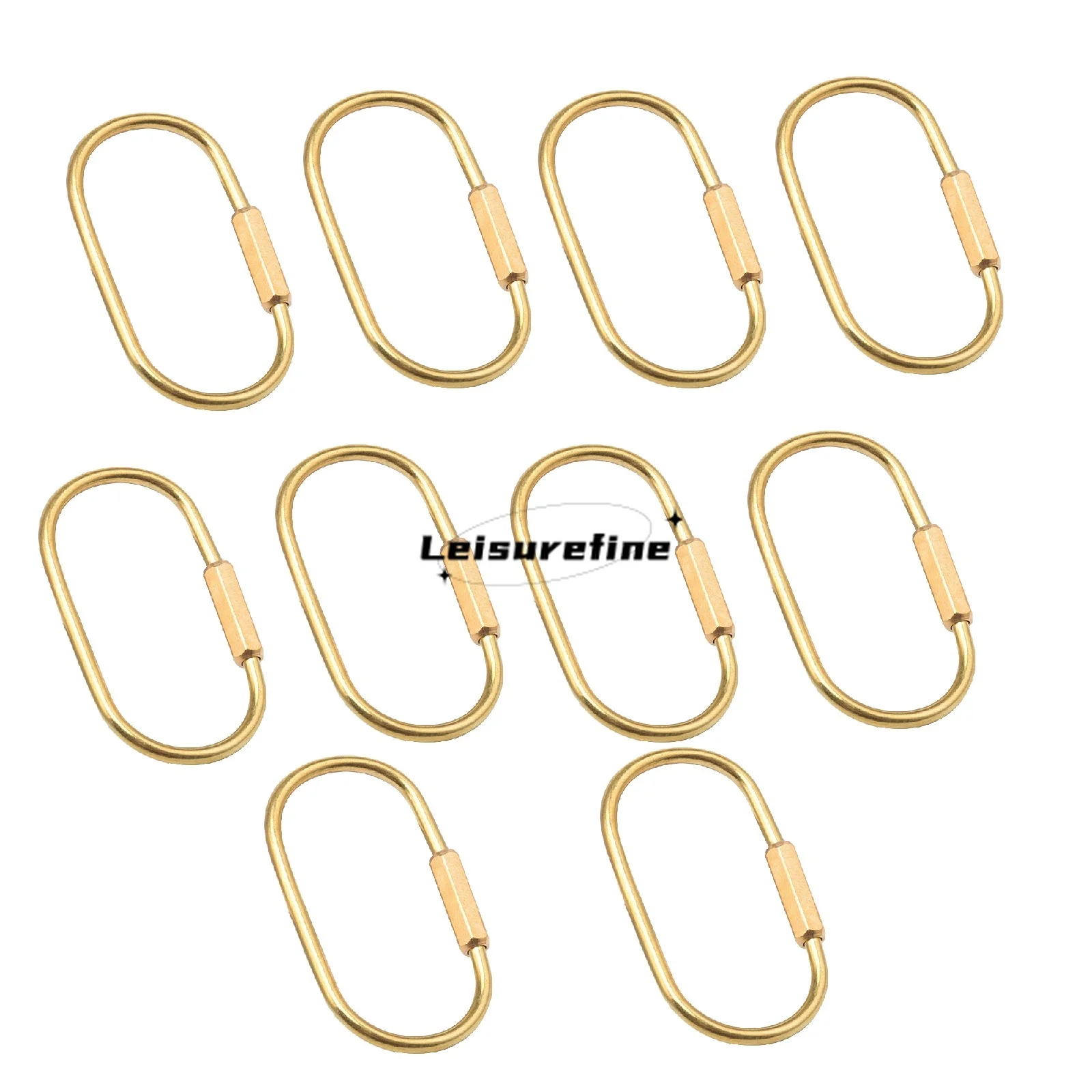 10pcs Brass Key-ring with Screw Locker 35x60mm Simple Oval Shape Carabiner Buckle Hook Keys Holders Camping Hiking Outdoor Tool