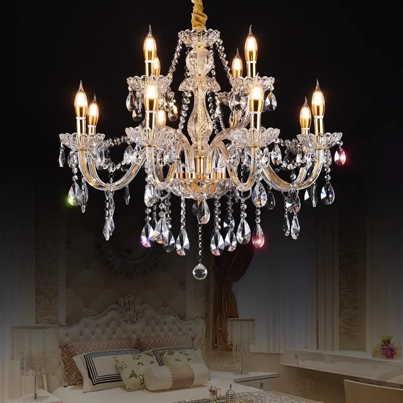 Europe Modern Lighting for Living Room Glass Tube Chandelier Light Bedroom Villa Decoration Crystal Pendant Lamp