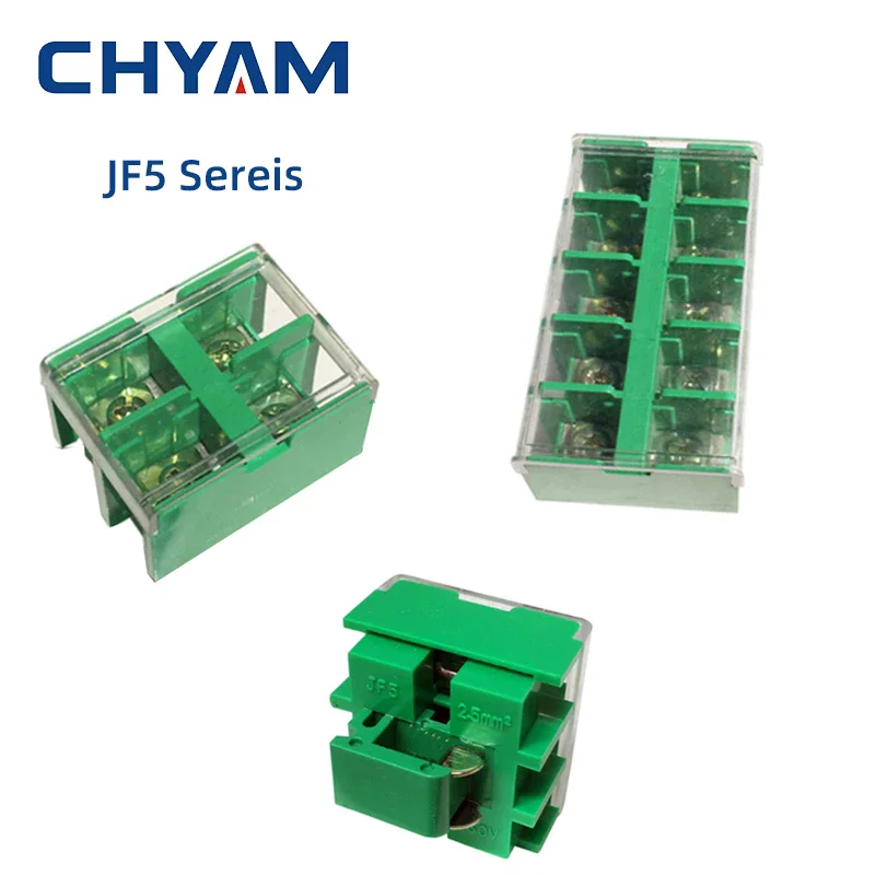 Terminal Blocks JF5 Series Brass 660V 10A 32A 40A Universal DIN Rail Mounted Wire Dual Row Connector