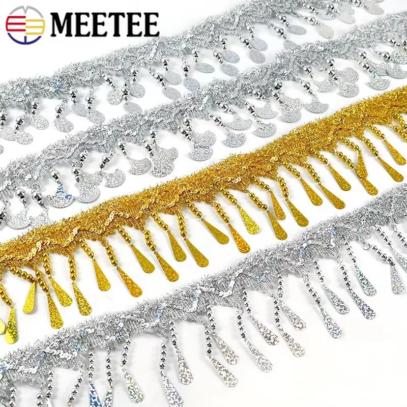 

1-9Meters 10cm Sequin Tassel Lace Fringe Ribbon Wedding Dress Stage Clothes Curtain Trim Laces Fabric DIY Sewing Accessories