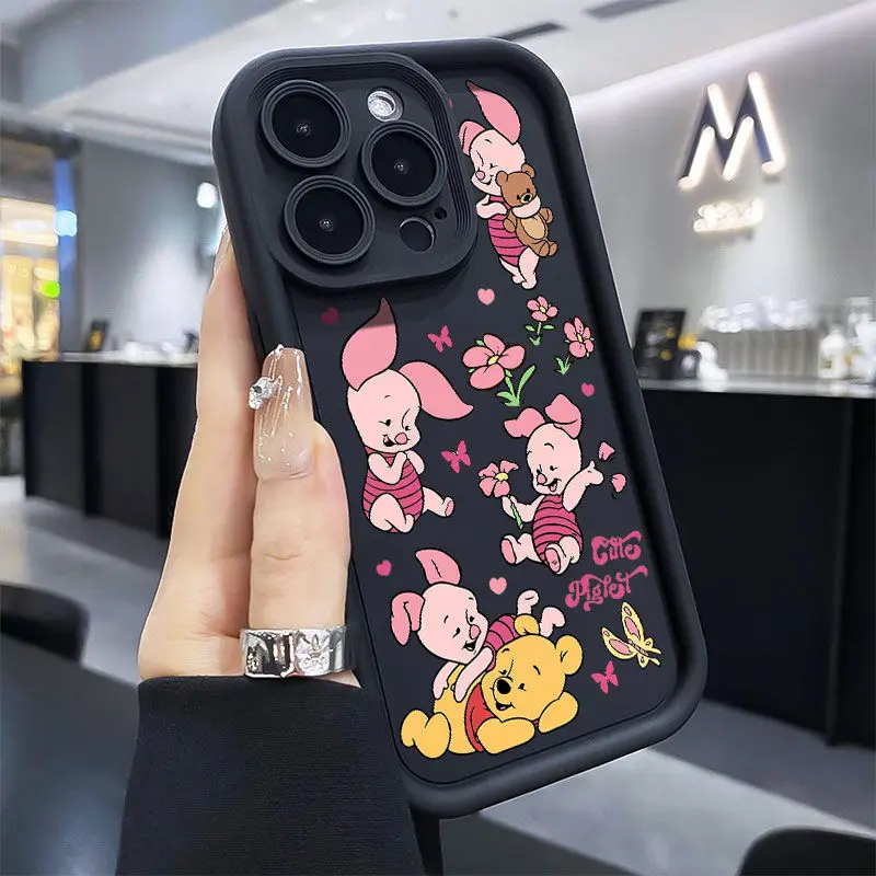 Disney Winnie Pooh Piglet Friends Phone Case For iPhone 16 15 14ProMax 13 12 11 Pro XS Max X XR 7 8 15 Plus MINI Soft Cute Cover