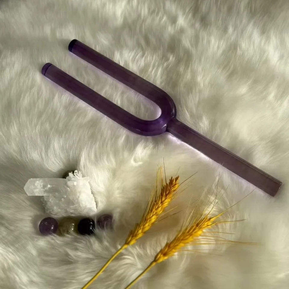 Hooqu Dia.10mm-20mm لون الكوارتز الكريستال ضبط الشوكة لشفاء الصوت شقرا التأمل ضبط الشوكة المنتجات