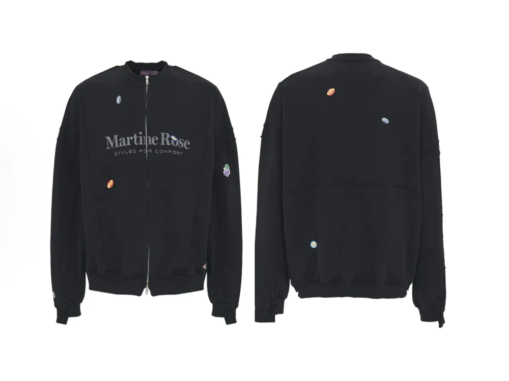 سترة بسحاب من MARTINE ROSE باللون الأسود المغسول، أفضل علامات معاطف سترة البيسبول عالية الجودة