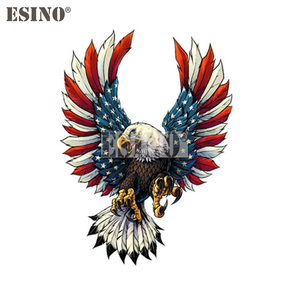 Funny Flying Bald Eagle USA American Flag Decal Cartoon PVC Waterproof Car Body Sticker Pattern Vinyl