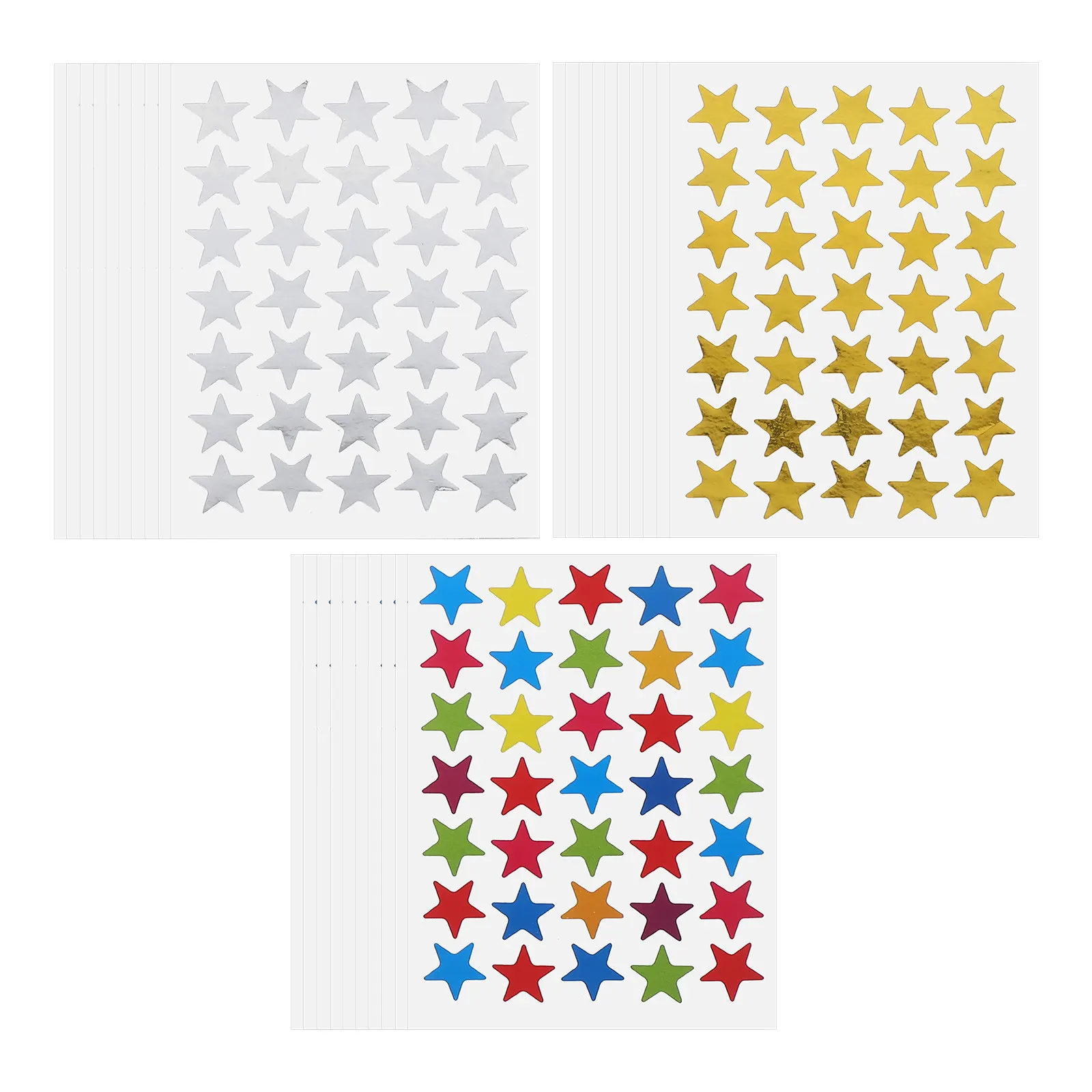 

30 Sheets Reward Stickers Star Self-Adhesive Bright Color Easy Peel for Crafts Homework Gold Silver Sparkling Stickers