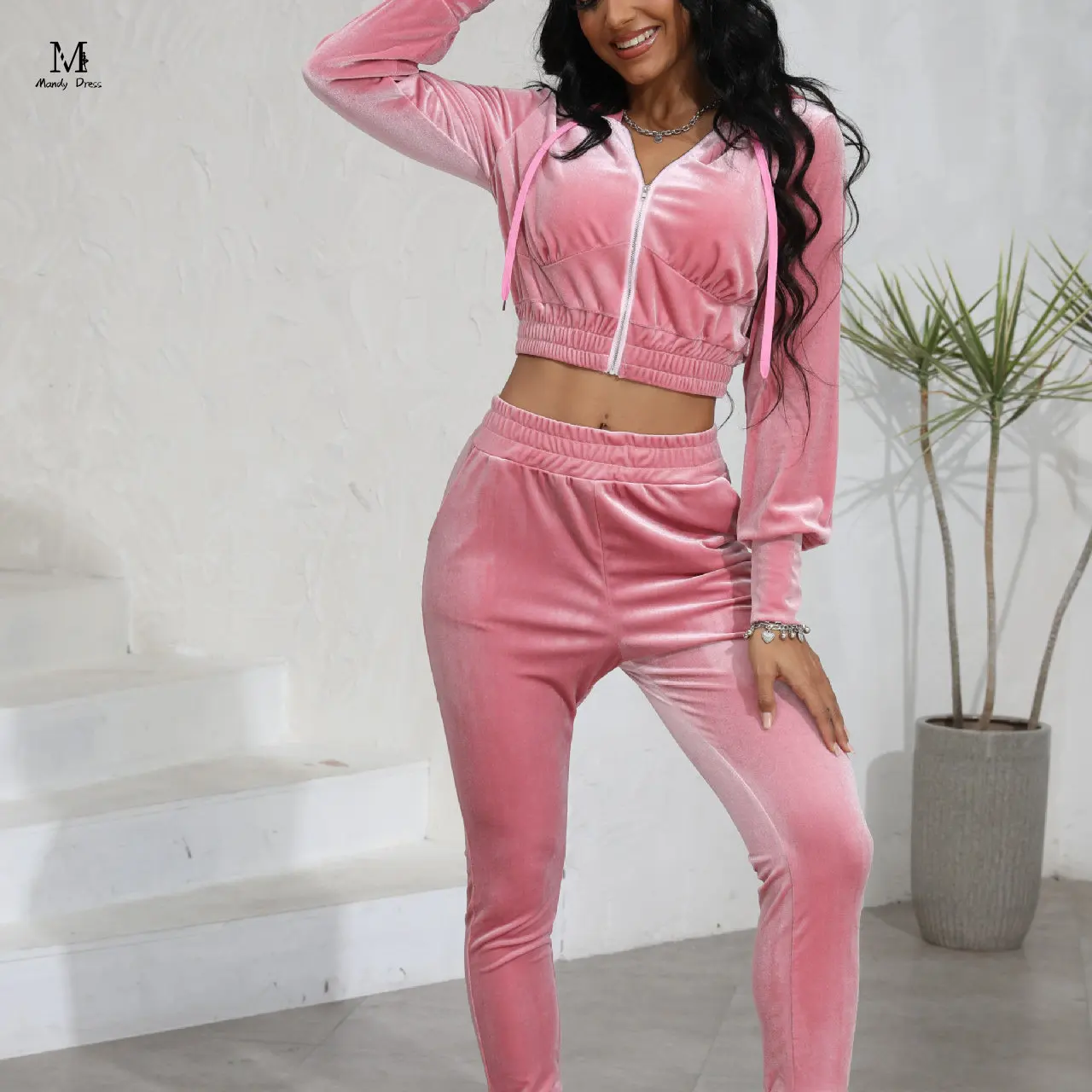 

Fashion Velvet Two Piece Sets Women Outfits Hoodies Crop Tops Velour Loungewear Fall Winter Clothes 2 Piece Suit Streetwear Y2k