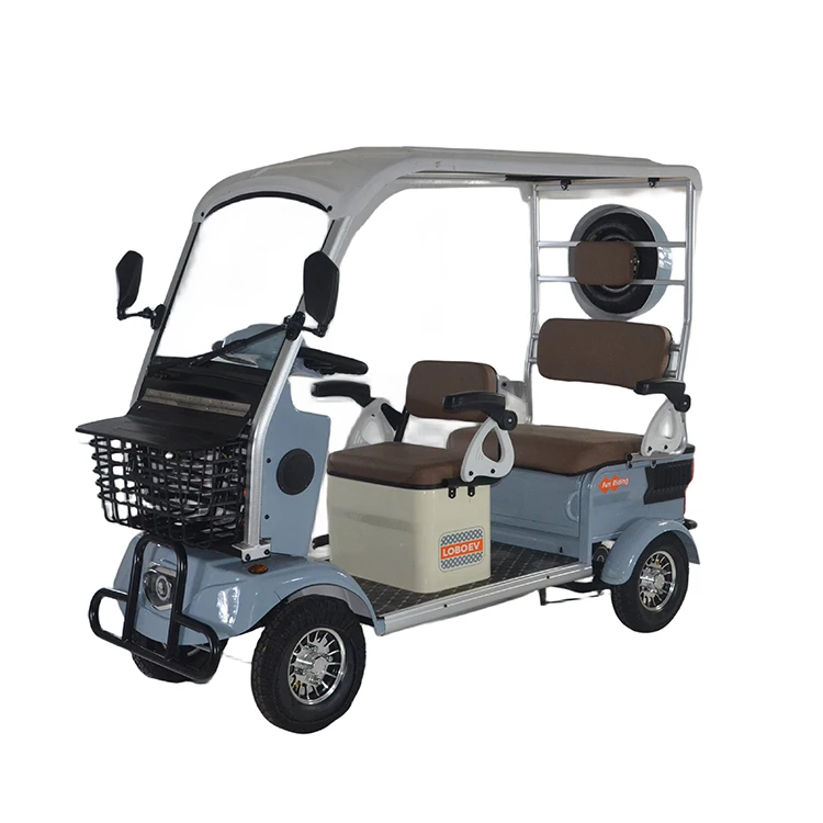 Cheap Price Innovative Design 800W Vacuum Tire Foam Seat Cushion Adult Four Wheel Electric Tricycle with Roof Grey