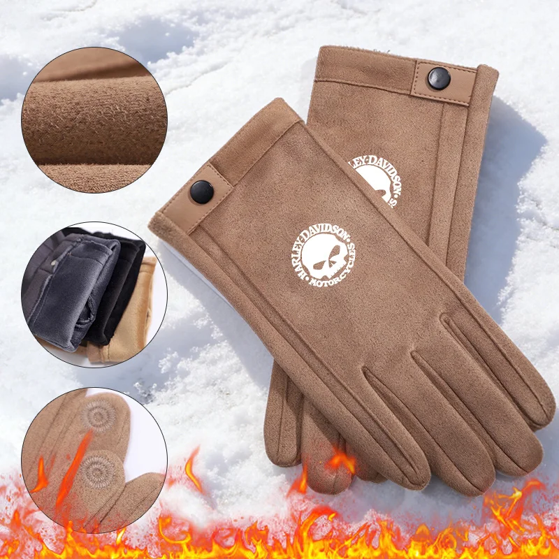 

Men's Winter Suede Leather Motorcycle Outddor Riding Gloves Warm TouchScreen Gloves For Harley Davidson Pan America 1250 Special