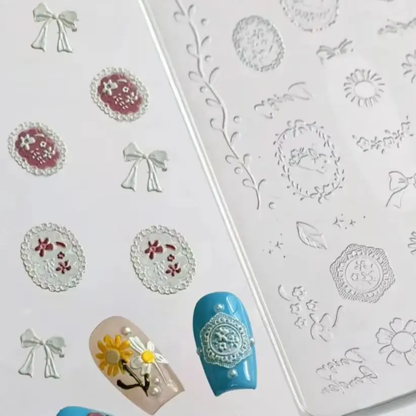

Leaves Sunflower Daisy Garlands Bowknot Lace Rose Flower Moon Star Shell Snowflake Nail Art Silicone Carving Mold Mould Template