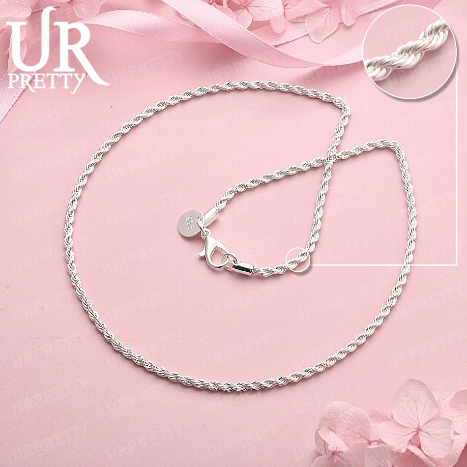 

925 Sterling Silver 16-30 Inch 2mm Twists Chain Engagement Charm Necklace Women Men Party Birthday Gift Wedding Fashion Jewelry