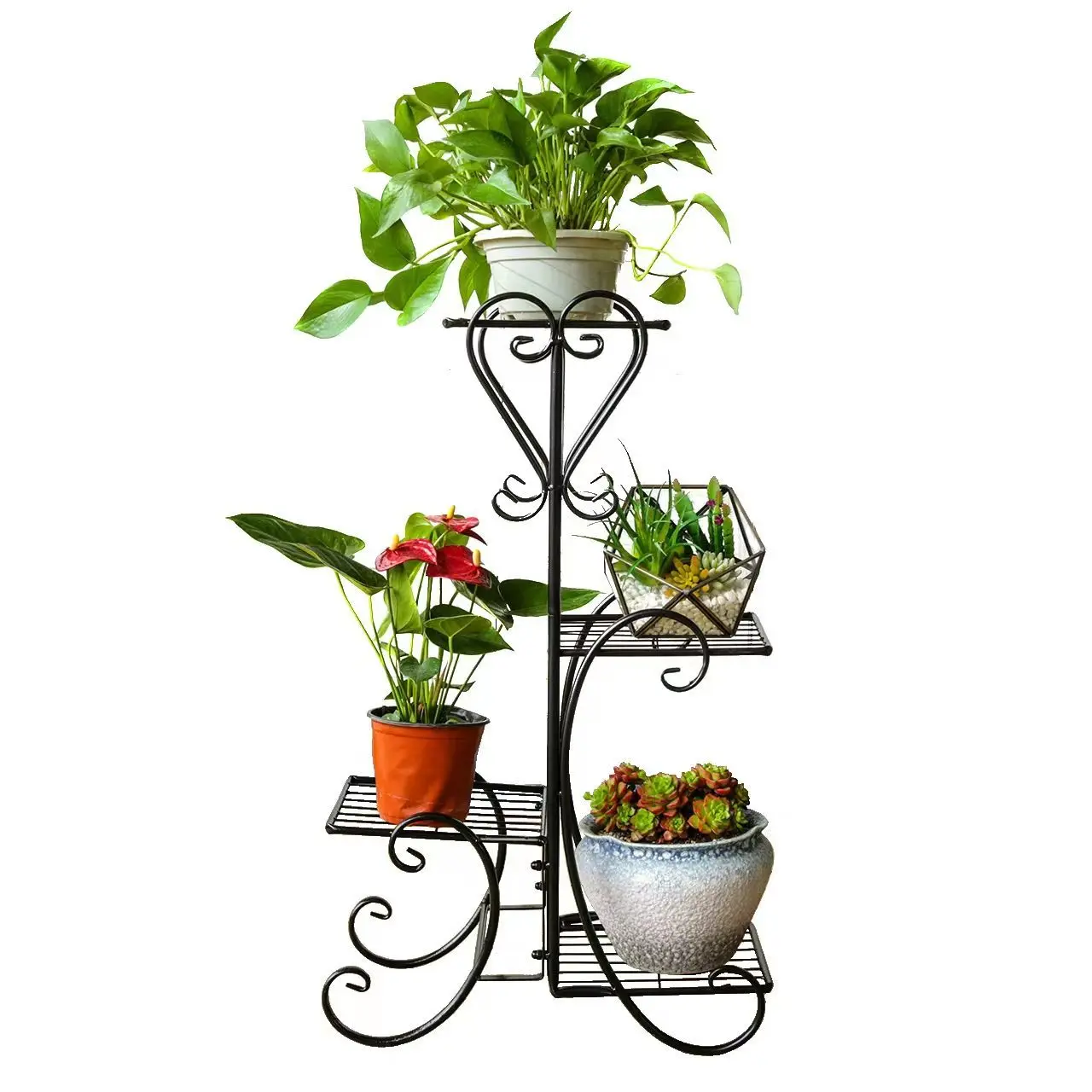 Flower Plant Display Stand Home Garden  Potted Square Flower Metal Shelves Plant Pot Storage Rack Decoration