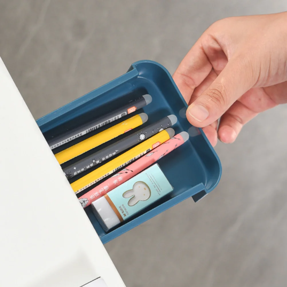 Organizador inferior de mesa de oficina, caja de almacenamiento de papelería, cajones debajo del estuche de bolígrafo de escritorio, 2 uds.