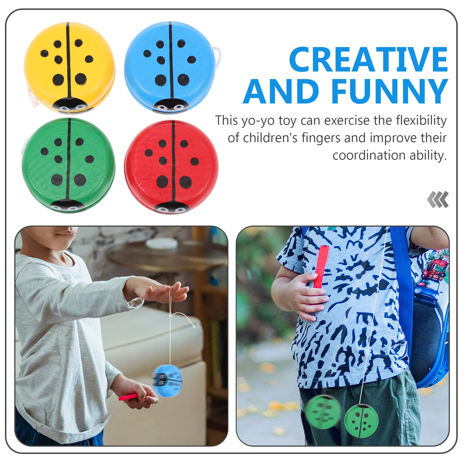 

4 Pcs Yo-Yo Outdoor Toy Yoyo Toys Puzzle Creative Interesting Wooden Children Educational Portable