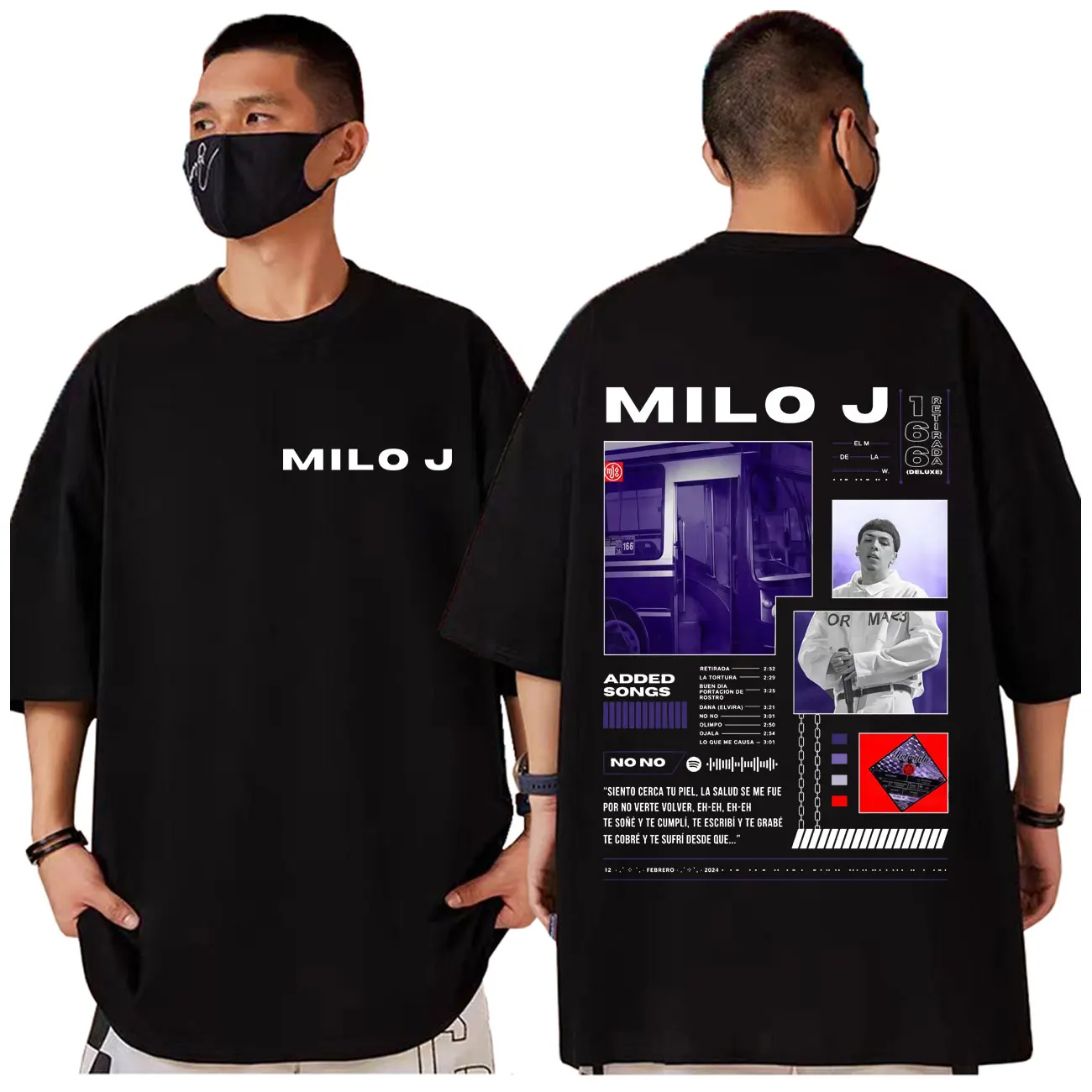 

Rapper Milo J Double Sided Print T-shirts Fashion Hip Hop Vintage Short Sleeve T-shirt Men Women Casual Loose Cotton T Shirts