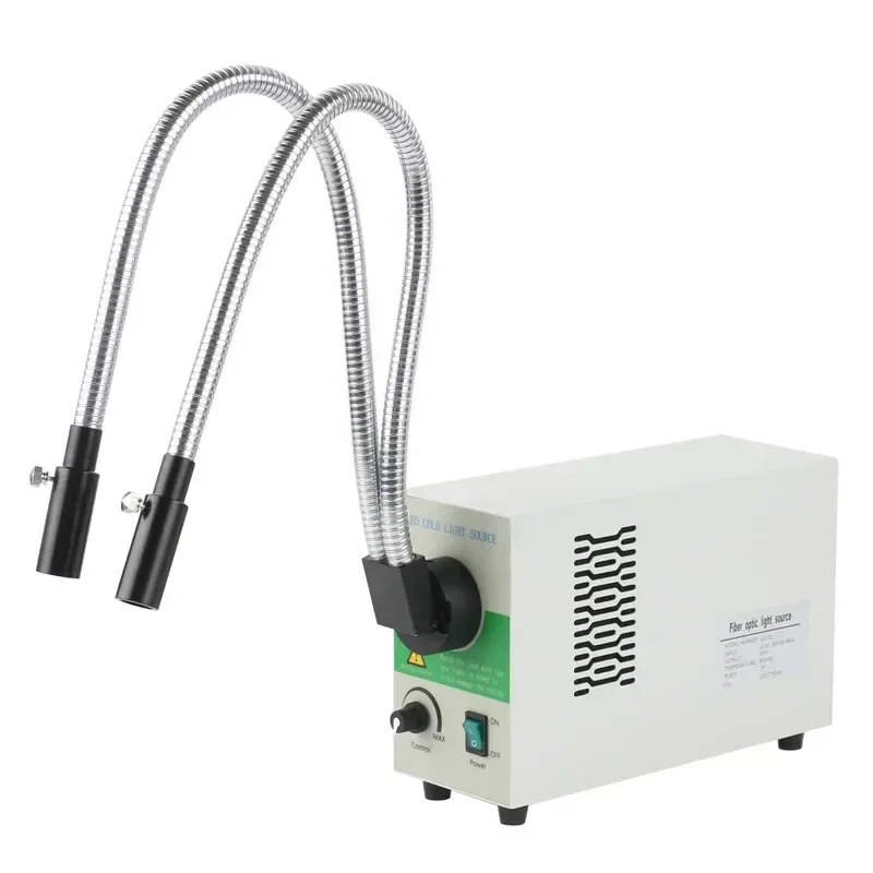 Illuminatore per microscopio con sorgente di luce fredda medica a LED 6500k 20W 30W Sorgente di luci a fibra ottica a LED Doppi luci a collo di cigno