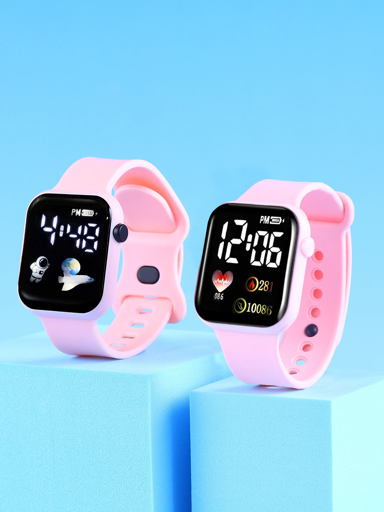 2 Back to school season gifts from pink School Style Sports silicone rectangular electronic watch