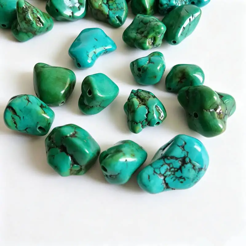 10PCS Beads Enhanced Natural Green Stone Nugget Loose Beads TSB0120