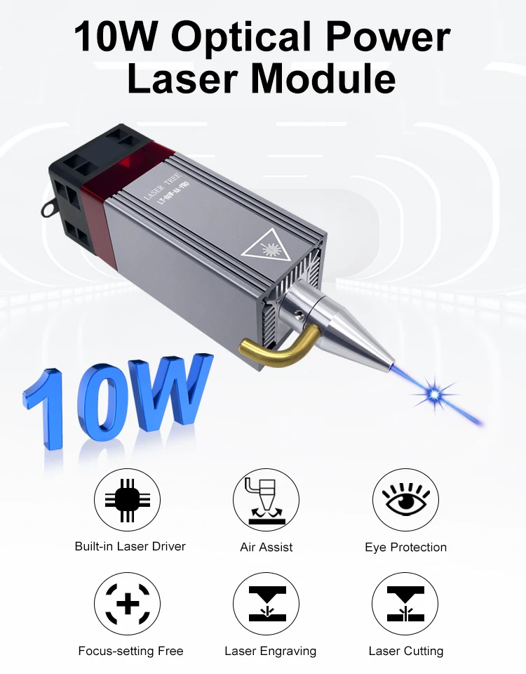 LASER TREE 20W 10W 5W Optical Power Laser Head 450nm Blue Light TTL Laser Module For CNC Engraver Wood Cutting DIY Tools