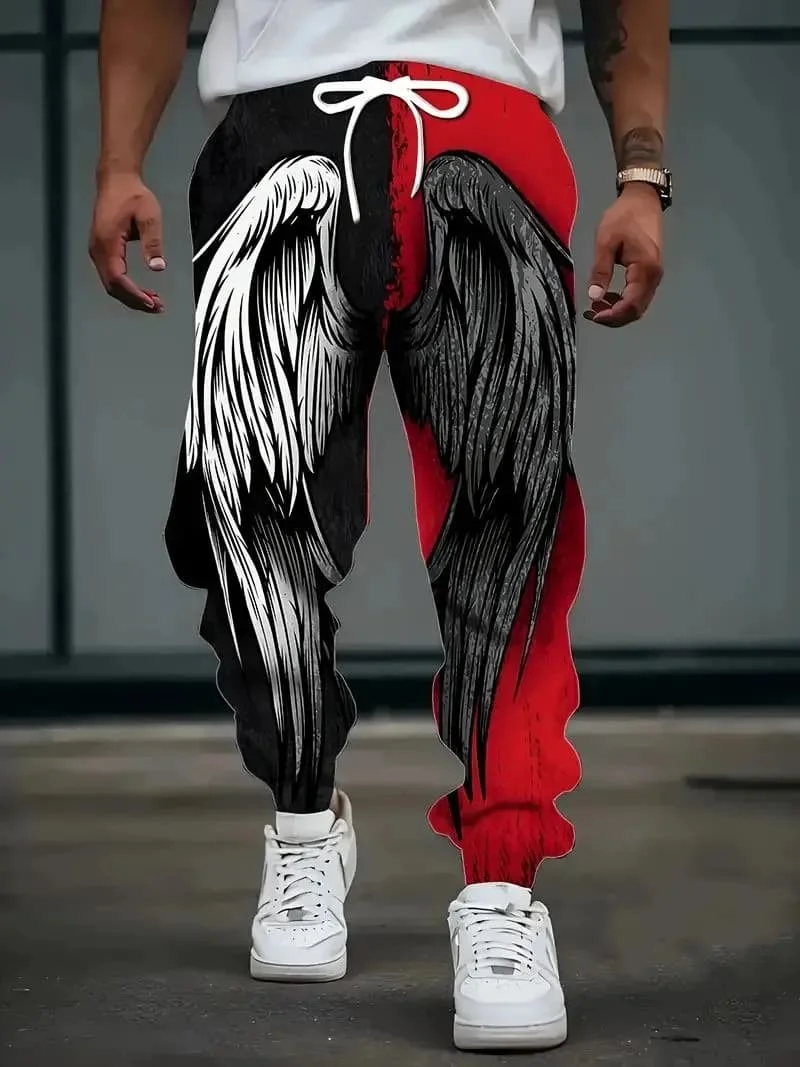 

Весенне-осенние популярные брюки с креативным 3D-принтом в виде крыльев для мальчиков, модные и стильные повседневные брюки