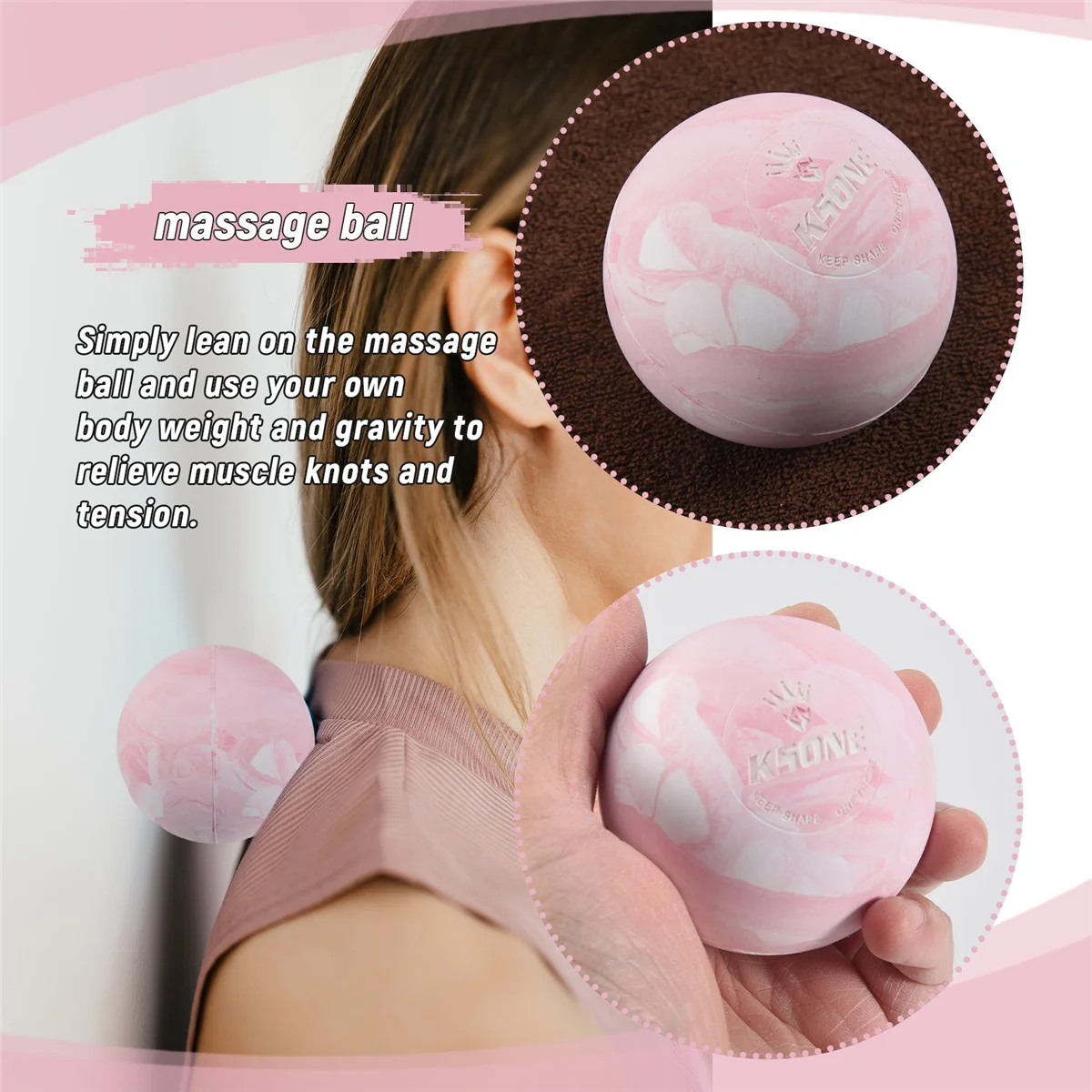 RIRI KSONE Массажный мяч для лакросса - Портативный массажный мяч для фитнеса - Ролик для массажа мышц - Мягкий массажный мяч для релаксации 3