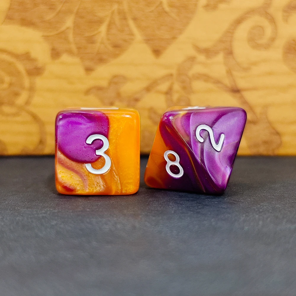 7Pcs/Set DND Blend Dice Colours Mixing Effect Unique Polyhedral Dices for RPG Role Playing Table Games Board Game Accessory