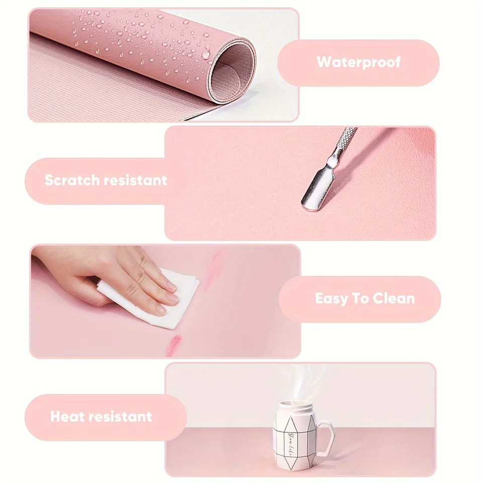 Tapete para mesa de arte de uñas plegable, almohadilla de apoyo para mano, impermeable, resistente a rayones y suciedad, cuero, tapete de escritorio 3