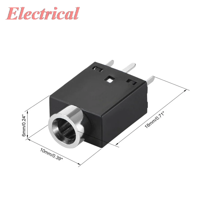 PCB Mount 3.5mm 5 Pin Socket Headphone Stereo Video Connector PJ358 Black 3-20N Actuating Force 18mm x 10mm x 6mm