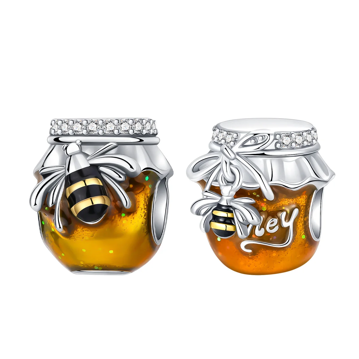 925 Sterling Silver Bee Honey jar Yellow series pandent Charm Fit Bracelet DIY Bead Ms Premium Jewelry Valentine's Birthday Gift