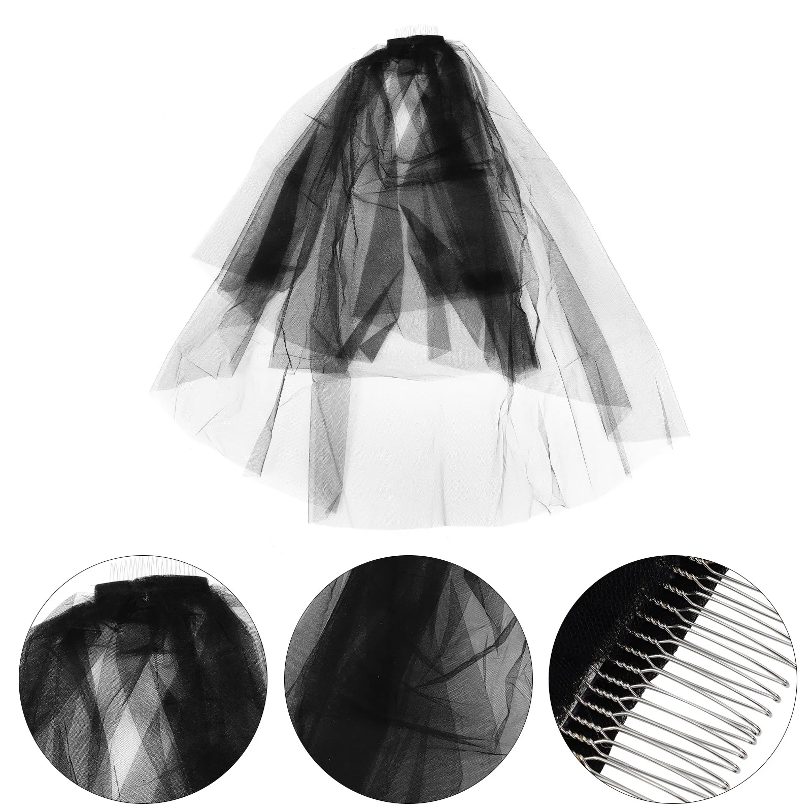 

2 шт. коротких двухслойных темных элегантных фатов-накидок для волос, сетчатые фаты-хиджабы для вечеринок, украшения для волос, праздничные головные уборы