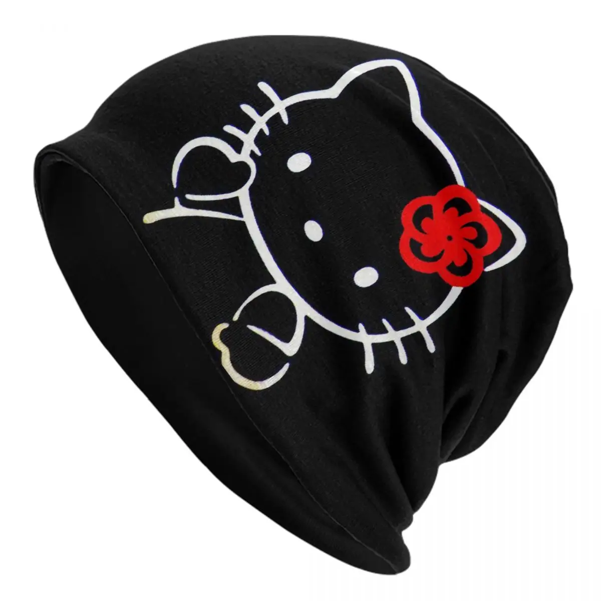 Custom Hello Kitty Skullies Beanies Caps Men Women Unisex Cool Winter Warm Knitted Hat Adult Cartoon Bonnet Hats