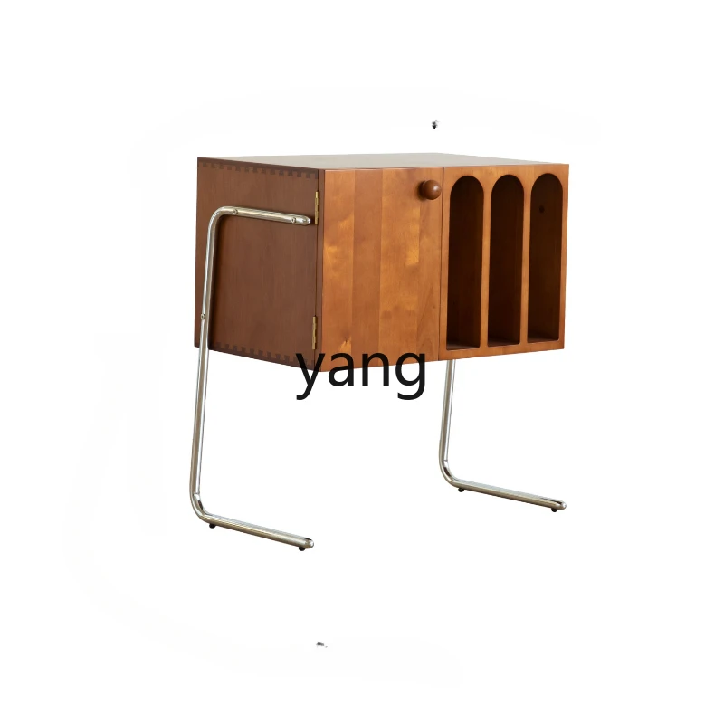 

LMM Living Room Sofa Side Table Cream Side Cabinet Solid Wood Cave Bookcase