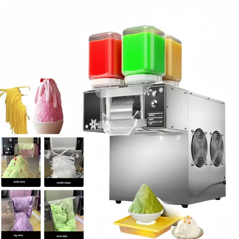 4 Buckets Commercial Shaved Ice Snow Cone Machine One Click Continuous Ice Output Milk Snowflake Ice Maker for Beverage Shop