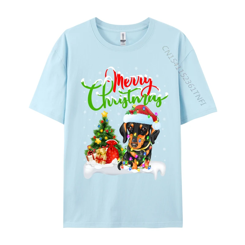 Xmas Decorations Santa Dachshund Dog Christmas T Shirt Funny Graphic Tshirt All Cotton Soft Nice Camisetas For Men