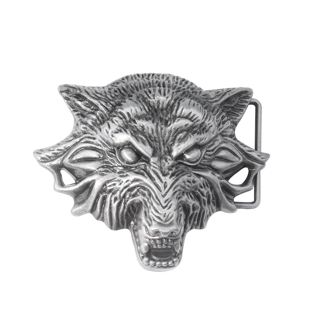 Heavy 3D Punk Wolf Belt Buckle Vintage Wild Animal Leather Craft Pewter Strap Cowboy Large Man Jeans Statement Male Accessory