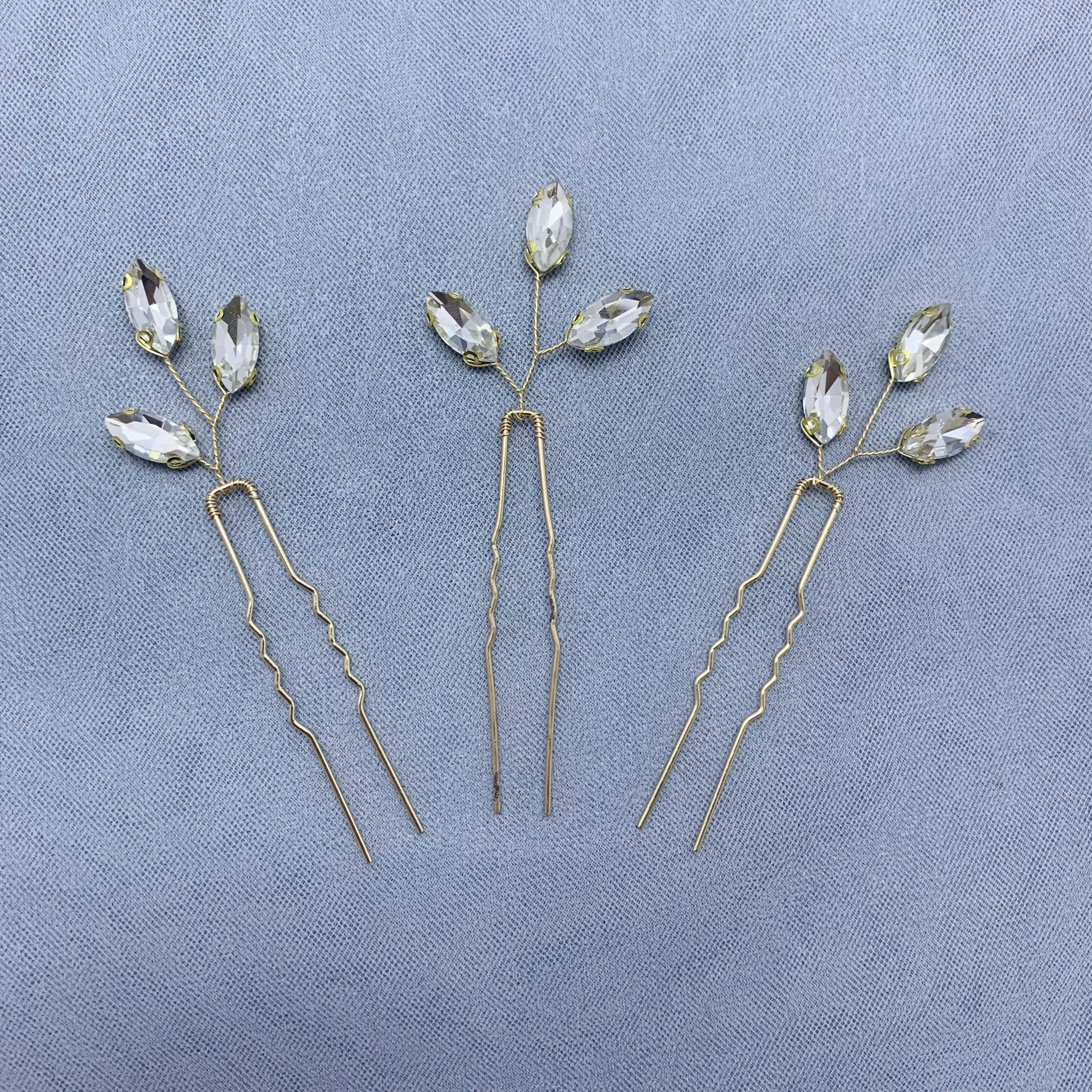 Handmade Fashion Crystal Leaf Hair Clip Hairpin Pearl Flower Hairpin Bridal Wedding Hair Accessories Jewelry Hair Clip Hairpin