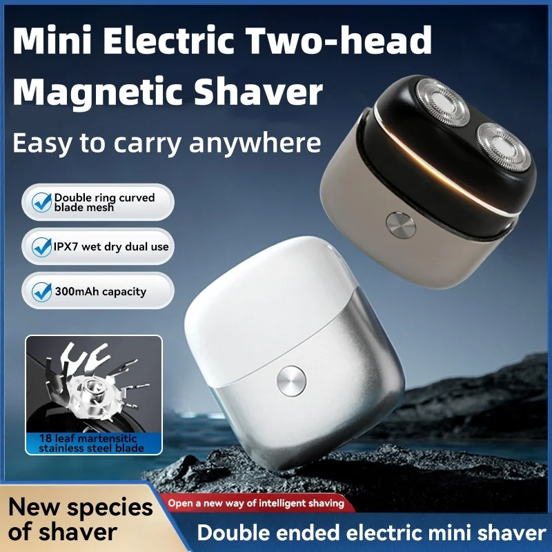 Mini Electric Shaver Portable Full Body Wash Double Head Magnetic Beard High Speed Razor Portable Home Shaver For Men New