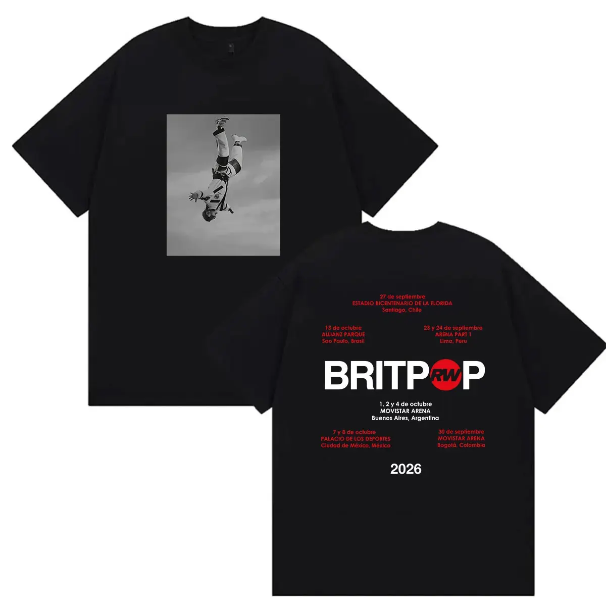 Robbie Williams Tour 2026 Print T-Shirt Herren Damen Kleidung Mode Pop Kurzarm T-Shirt Vintage Hochwertige Baumwoll-T-Shirts – Detail 7