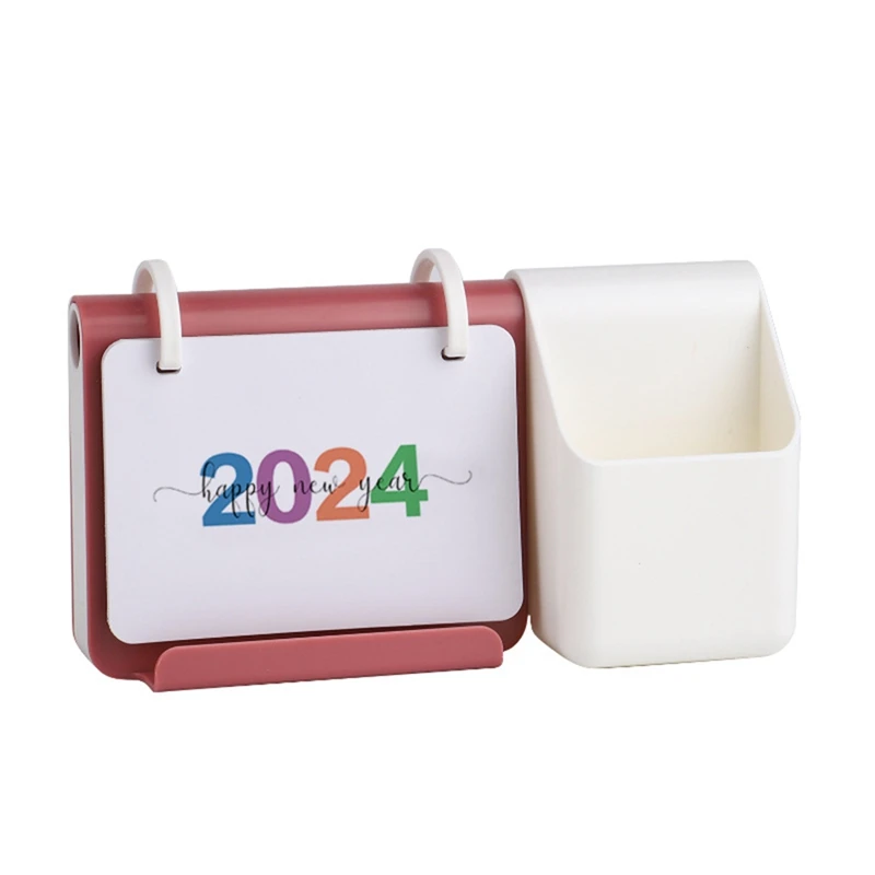 

1 PCS 2024 Desk Calendar Pen Holder 2024 Calendar Block Monthly Date Display ABS For Office Decor