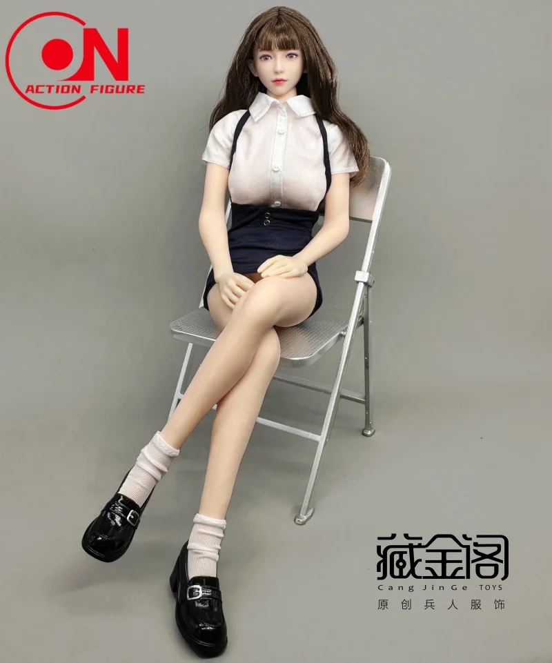 CJG-062 1/6 مقياس أنثى الجندي JK موحدة طالب موحدة قميص حزام تنورة مجموعة الملابس نموذج لجسم عمل 12 بوصة #3