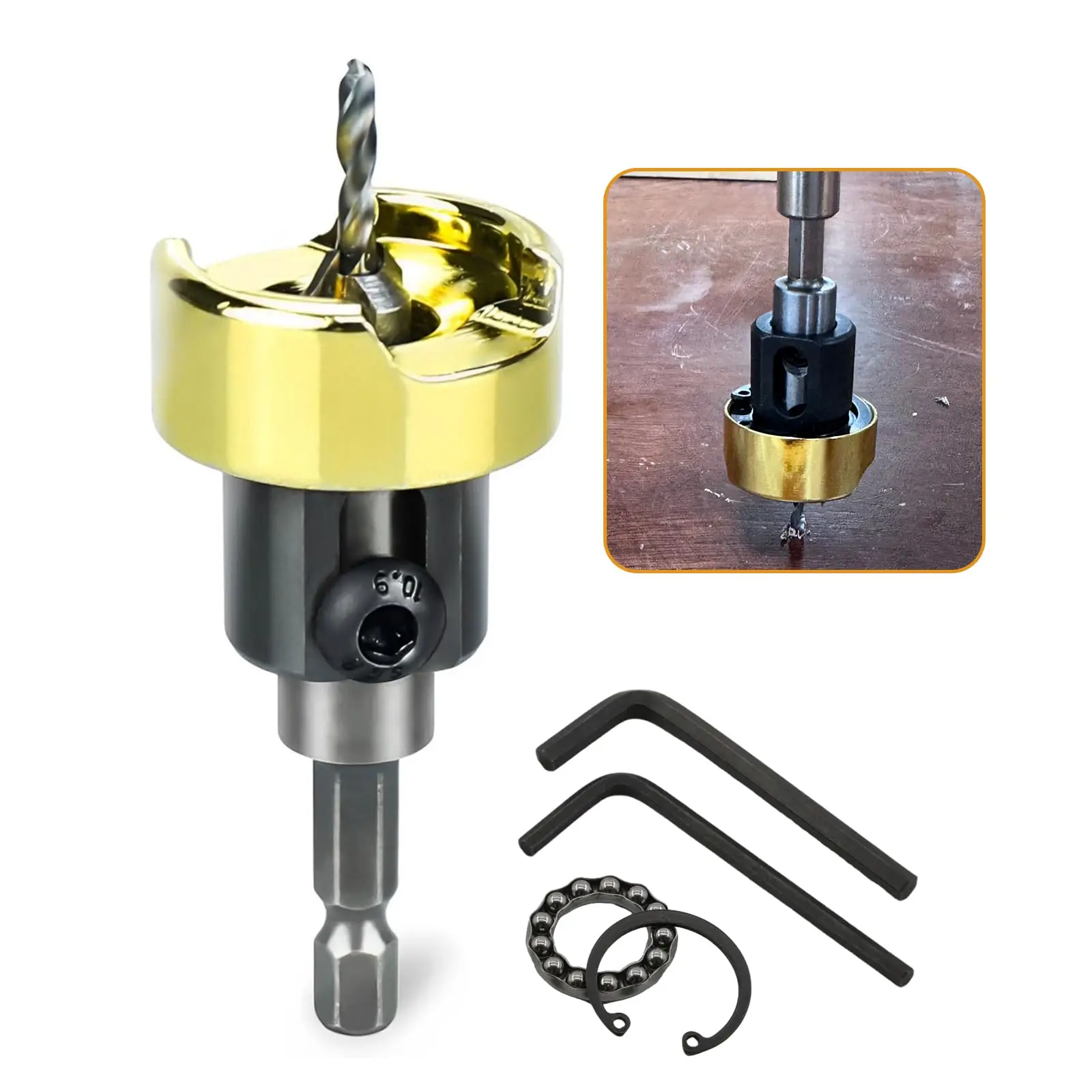 

82 Degree Woodworking Countersink Drill Bits Carbide Tipped with Adjustable Depth Stop No Thrust Ball Bearing