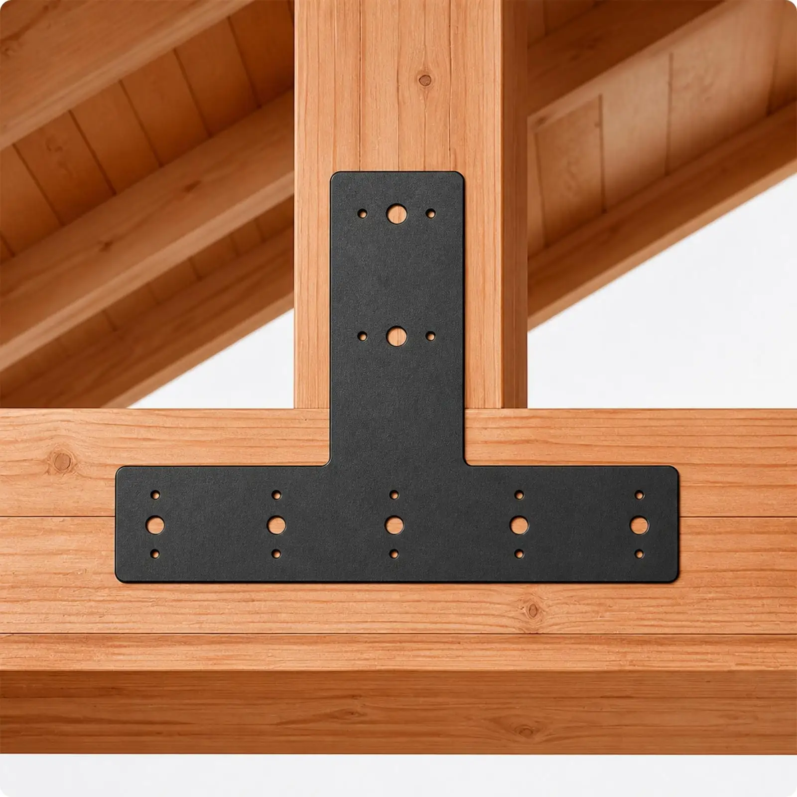 T Flat Bracket with Screw Holes Coated T-Shaped Steel Plate Beam and Post Reinforcement Plate Heavy Duty