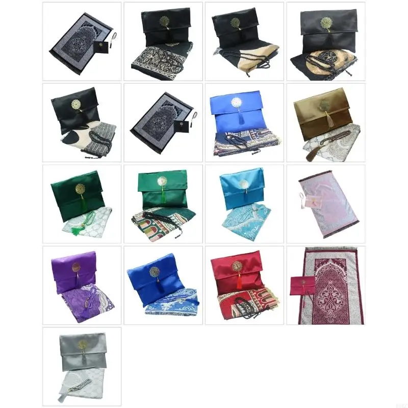 B0KC Elegant Color Prayer Carpet Praying Mat Pack With Beads 3PCS For Men Women 2025 New Dropping