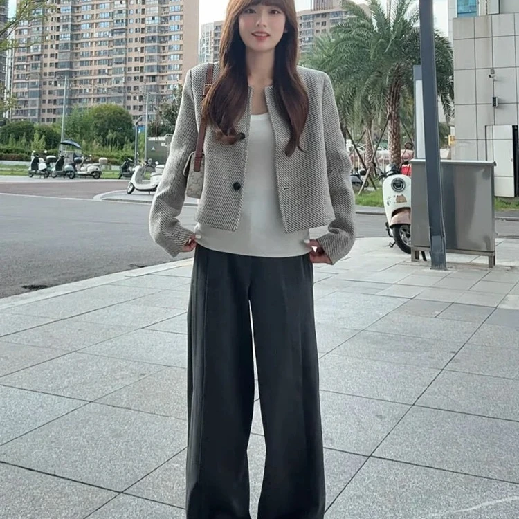 

Original Fabric Retro Sle ort Coat Women's Loose Fit Korean Sle Autumn Top Polyester Fiber 00% Premium Feel