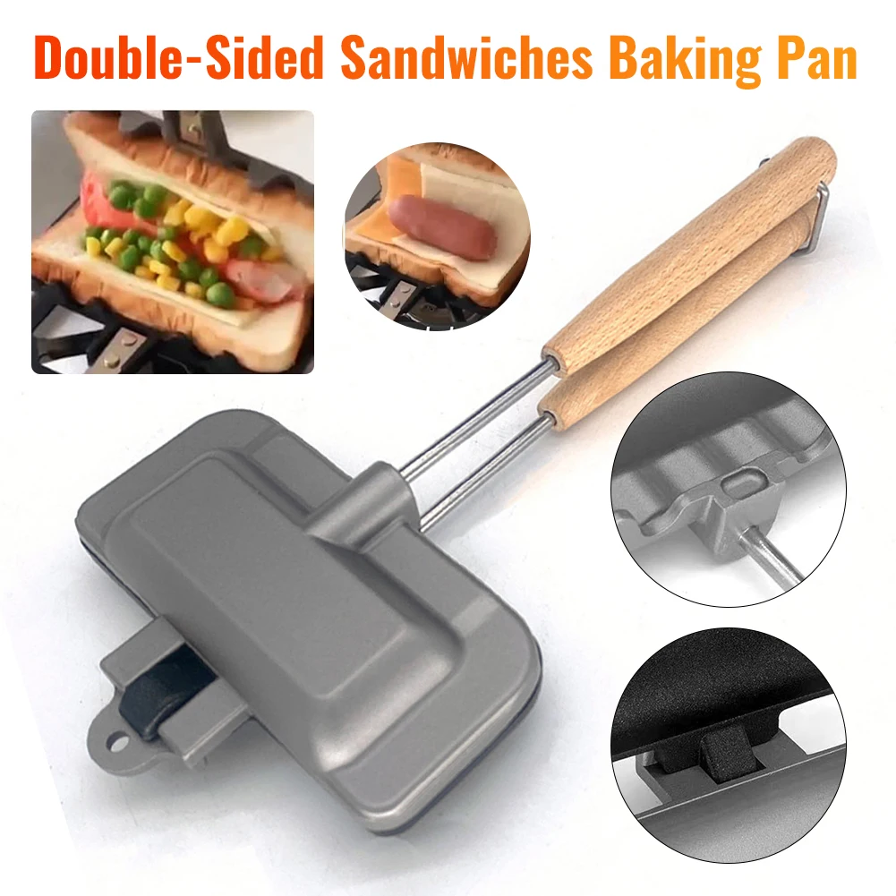 

Форма для выпечки вафель и блинов, гриль для барбекю, тостер для хот-догов, антипригарная сковорода-гриль из алюминиевого сплава, двусторонняя сковорода для сэндвичей