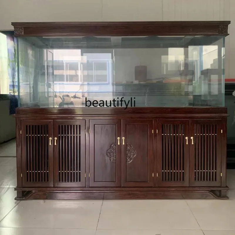 LHX26 ss 26 Cabinet Fish Tank Bottom Filter Chinese Style European Style Wood Color Dragon Picture Two Horses Landscape Dragon F
