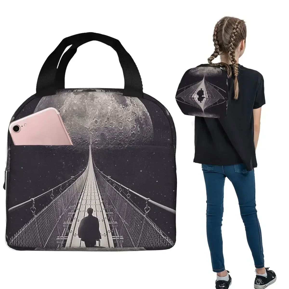 Space Trip Insulated Lunch Bag for Women Kids Portable Food Boxes Thermal Lunch Box Tote