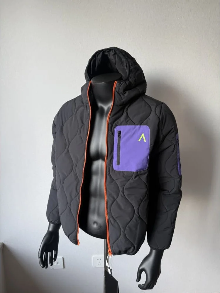 

Dopne Color Series Trendy Brand Men's Cotton Jaet with Chest Zipper Color Blo Design Hooded Winter Thi Outdoor Coat