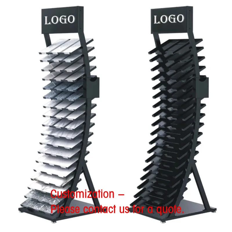 custom.Curved Quartz Stone Display Shelves 15-Floor Metal Display Stand Tile Marble Modules