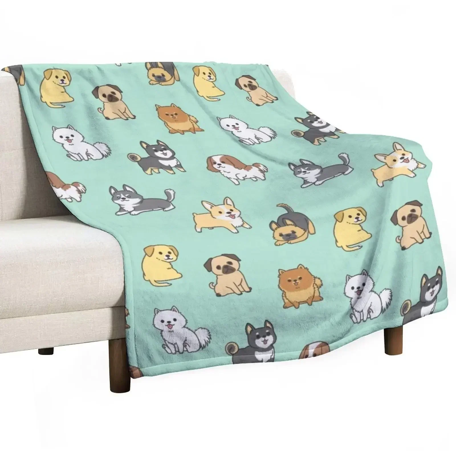 

Dogs Pattern Throw Blanket Weighted Flannel Fabric Blankets For Sofas Camping Blankets