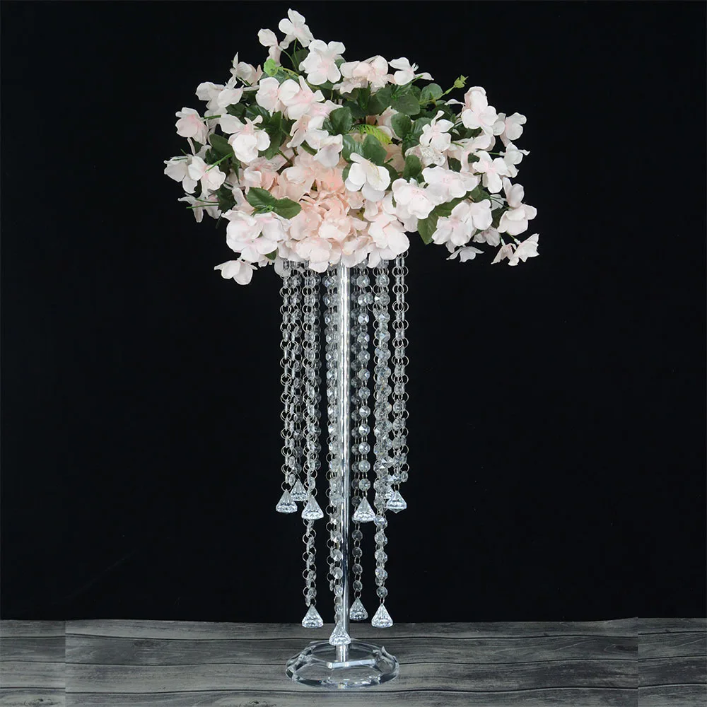 Metal Road Lead 52CM Height Acrylic Table Vase Wedding Centerpiece Event Flowers Rack For Home Hotel Party Decoration